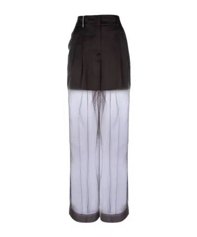 PESERICO SEMI-TRANSPARENT SPLICED CASUAL PANTS