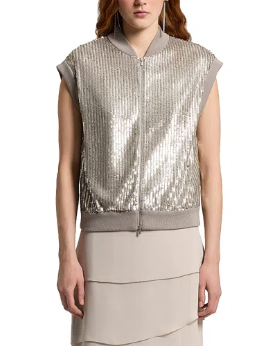 Peserico Sequin Bomber Vest In Neutral