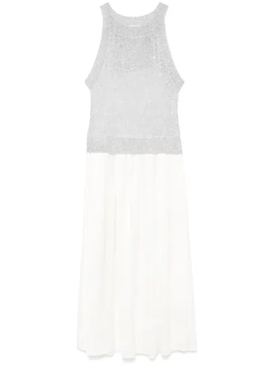 Peserico Sequin-detail Panelled Midi Dress In Grey