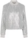 Peserico Sequin-embellished Bomber Jacket In Grey
