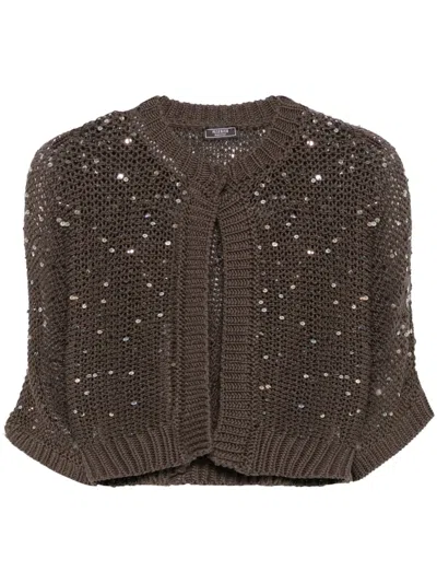 Peserico Cardigan Mit Pailletten In Braun
