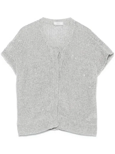 Peserico Sequin-embellished Cardigan In Grey
