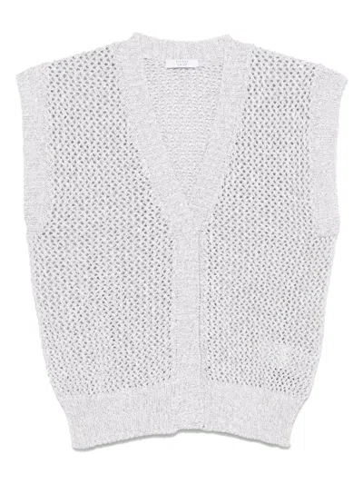 Peserico Sequin-embellished Cardigan In Grey