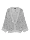 Peserico Sequin-embellished Cardigan In Grey