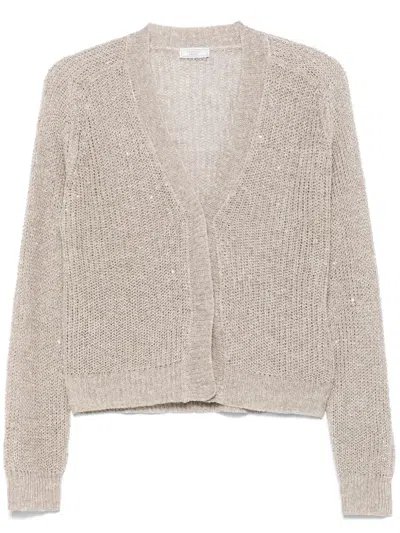 Peserico Sequin-embellished Cardigan In Neutrals