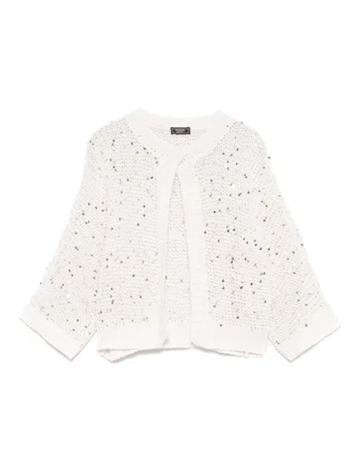 Peserico Sequin-embellished Cardigan In Neutrals