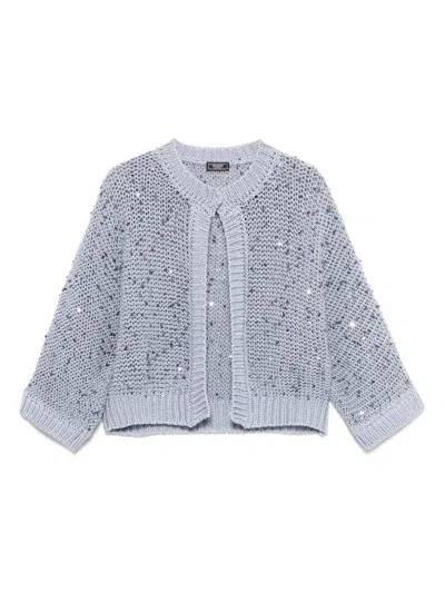 Peserico Sequin-embellished Cotton Cardigan In Blue