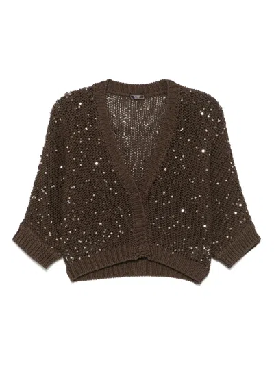 Peserico Cardigan Mit Pailletten In Braun