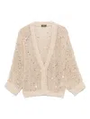 Peserico Sequin-embellished Cotton Cardigan In Neutrals