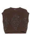 Peserico Sequin-embellished Cotton Vest In Brown