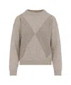 Peserico Argyle Knit Sweater With Sparkling Embellishments In Gray