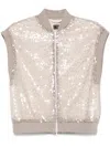 Peserico Sequin-embellished Gilet In Brown