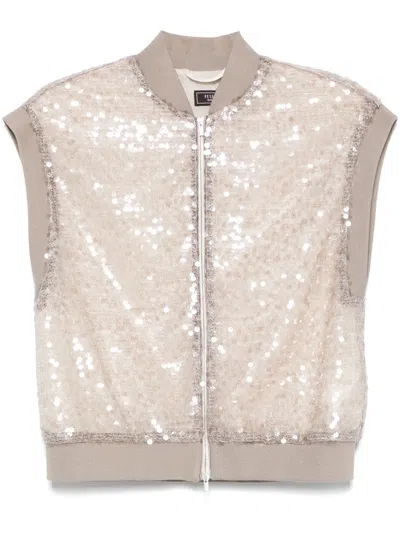 Peserico Sequin-embellished Gilet In Brown
