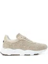 Peserico Sequin-embellished Leather Sneakers In Neutral
