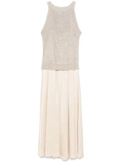 Peserico Sequin-embellished Maxi Dress In Neutrals