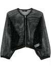 Peserico Sequin-embellished Mesh Jacket In Black