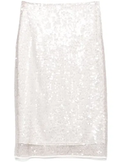 Peserico Sequin-embellished Midi Skirt In Neutrals