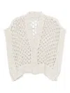 Peserico Sequin-embellished Open-knit Cardigan In White
