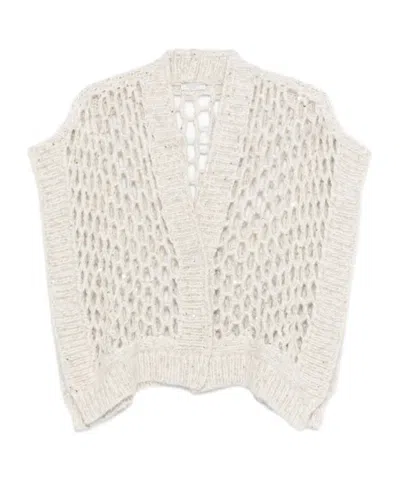PESERICO SEQUIN-EMBELLISHED OPEN-KNIT CARDIGAN