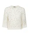 Peserico Sequin-embellished Open-knit Jumper In White