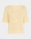 Peserico Sequin-embellished Open Knit Sweater In Sunshine Yellow