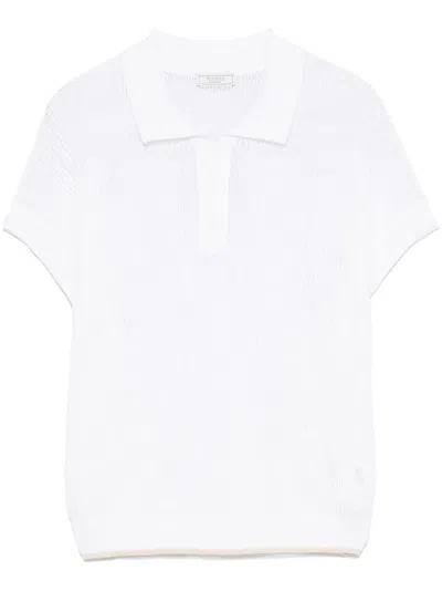 Peserico Sequin-embellished Polo Top In White