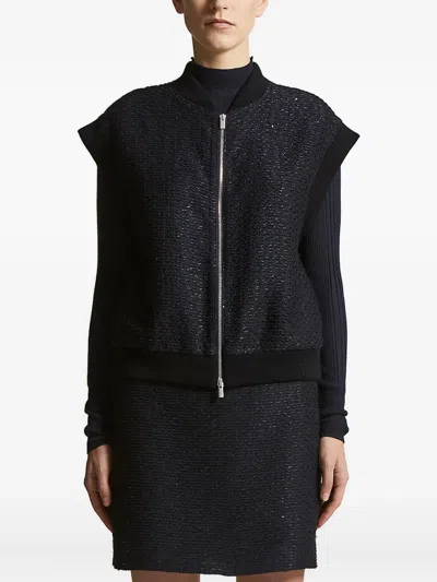 Peserico Sequin-embellished Sleeveless Hoodie In Black