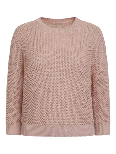 Peserico Sequin-embellished Jumper In Pink