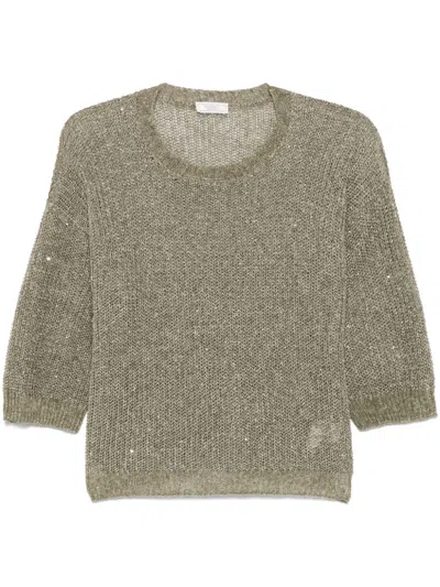 Peserico Sequin-embellished Sweater In Green