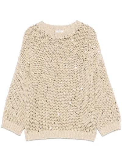 Peserico Sequin-embellished Sweater In Neutrals