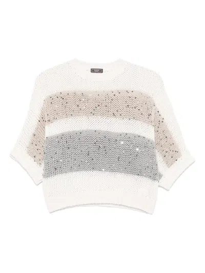 Peserico Sequin-embellished Sweater In Neutrals