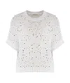 Peserico Cotton Crew-neck Sweater In White