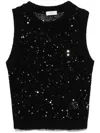 Peserico Sequined Cropped Knitted Top In Black