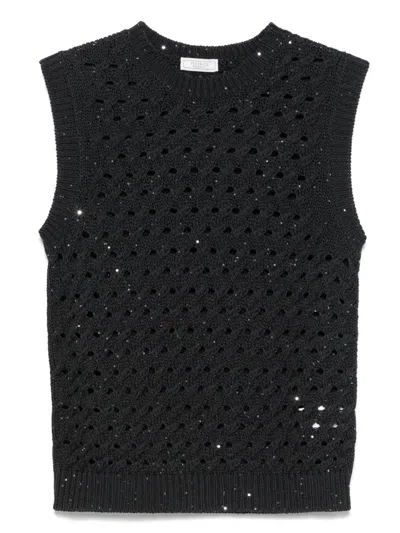 Peserico Sequin-embellished Top In Blue