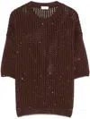 Peserico Sequin-embellished Top In Brown