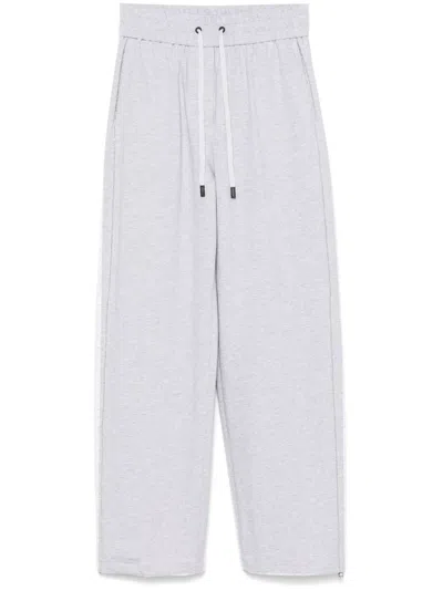 Peserico Sequin-embellished Track Trousers In Grey