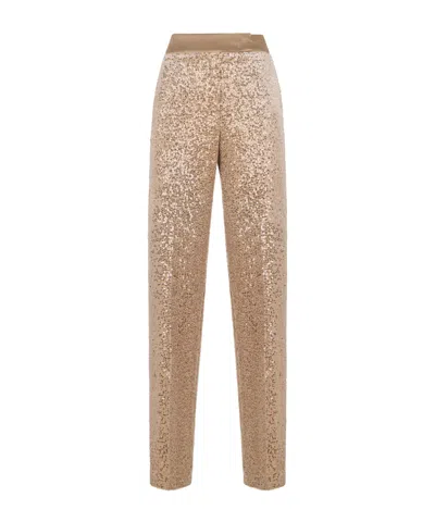 Peserico Sequin-embellished Velvet Trousers In Gold