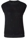 Peserico Round Collar Sleeveless Sweater In Black