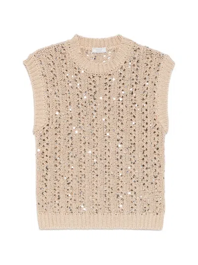 Peserico Sequin-embellished Vest In Neutral