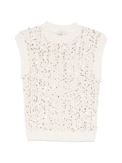 Peserico Sequin-embellished Vest In White