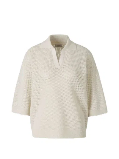 Peserico Sequin-embellishment V-neck T-shirt In White