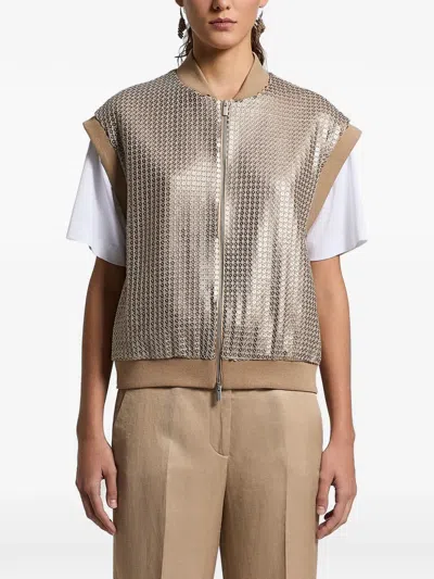 Peserico Sequin-embellishment Zip-up Gilet In Multi