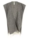 Peserico Grey Boucle Yarn Cape In Gray