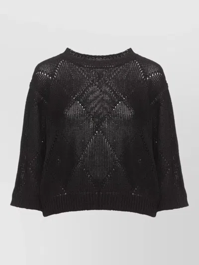 Peserico Sequin Knit Crewneck Sweater Long Sleeves In Brown