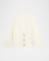 Peserico Sequin Knit Virgin Wool Cardigan In White