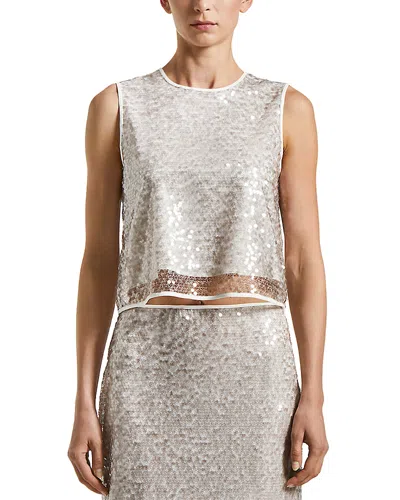 Peserico Sequin Sleeveless Camisole In Amber Beige