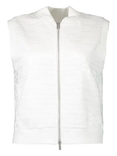 Peserico Sequin-striped Vest In White