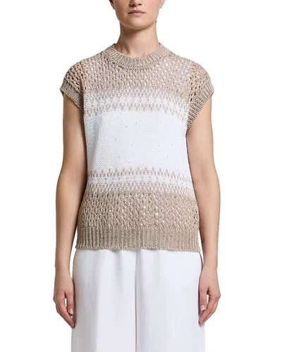 Peserico Sequin-embellished Open-knit Sweater In Brown