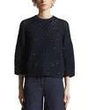 Peserico Sequin Three Quarter Sleeve Sweater In Blue