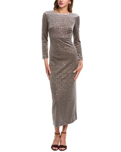 Peserico Sequin-embellished Velvet Midi Dress In Braun